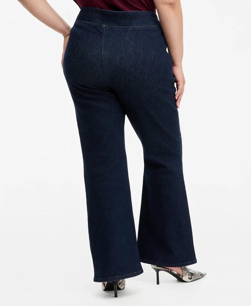 I.n.c. International Concepts Plus High-Rise Pull-On Flared Jeans, Macy's Exclusive
