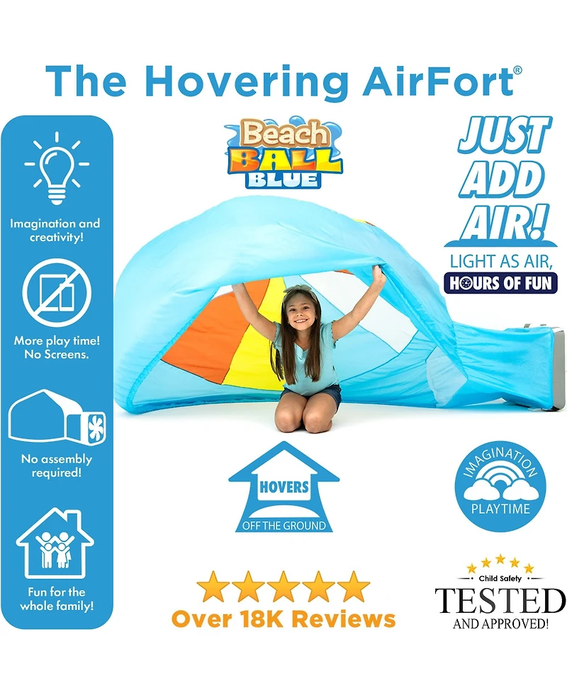 AirFort Beach Ball Blue Inflates in 30 Seconds Children's Indoor Play Tent