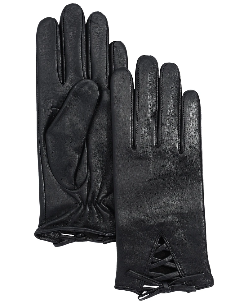 Lauren Ralph Lace-Up Bow Gloves