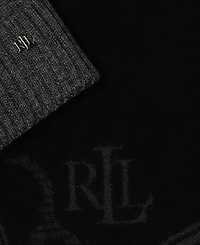 Lauren Ralph Equestrian Woven Scarf and Knit Beanie Set