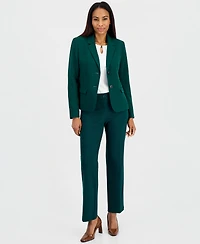 Kasper Petite Notch Collar Two-Button Flap Pockets Blazer