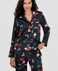I.n.c. International Concepts Women's Printed Satin Long Pajama Set, Macy's Exclusive