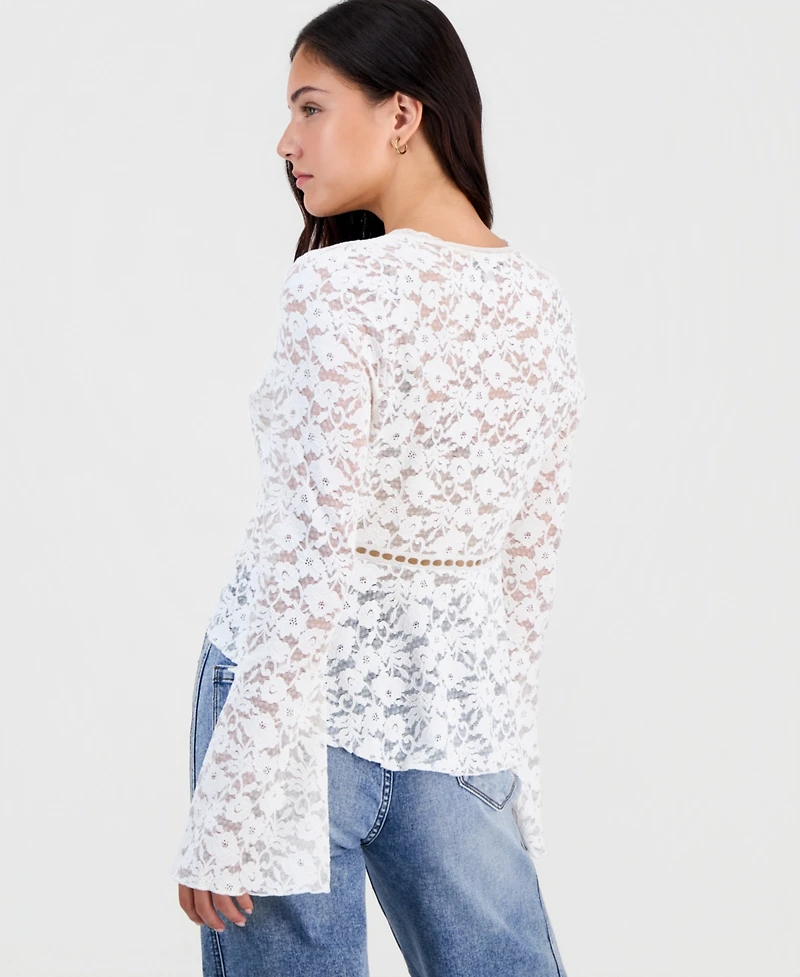 And Now This Women's Lace Bell-Sleeve Button-Front Top, Macy's Exclusive