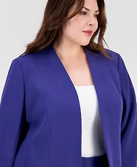 Kasper Plus Open-Front 3/4-Sleeve Cardigan