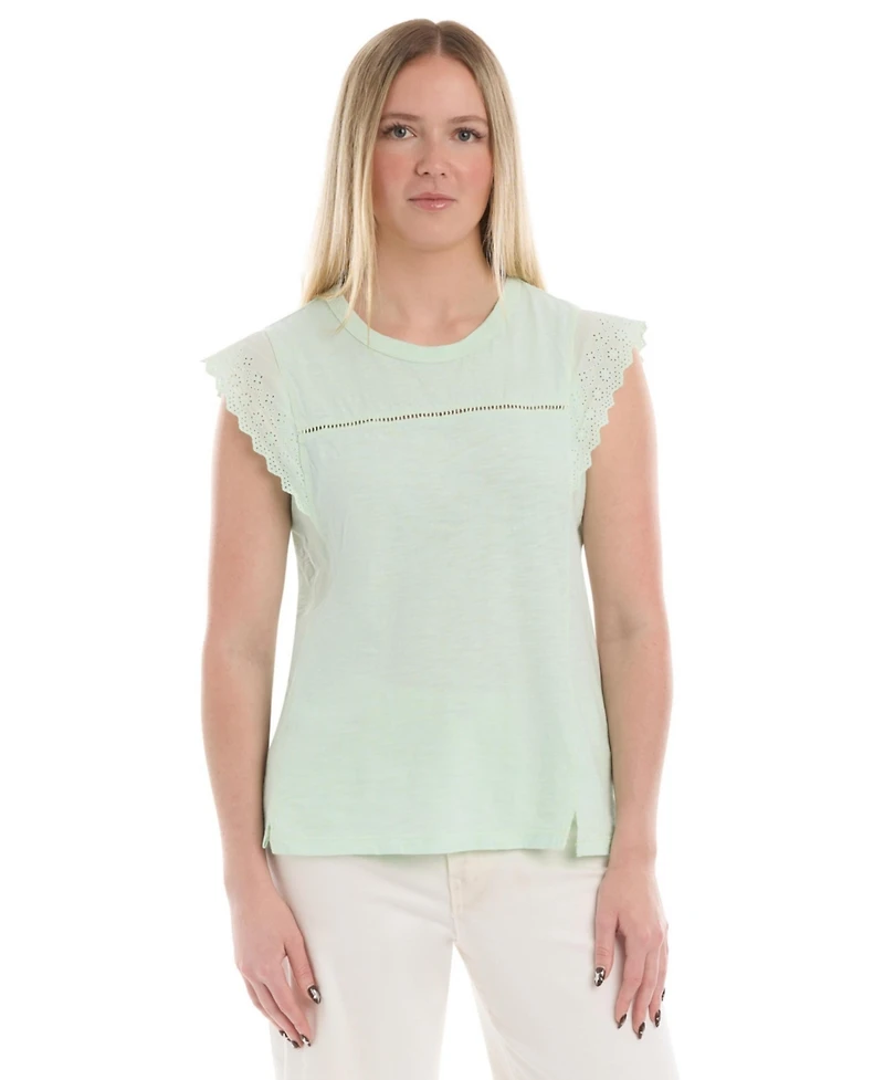 Wilt Women's Eyelet Cap Sleeve Tee