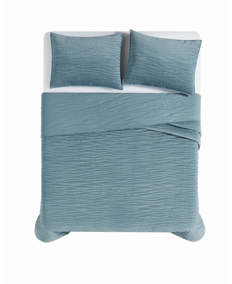 Royal Velvet Wavy Cotton Matte 3-Piece Quilt Set