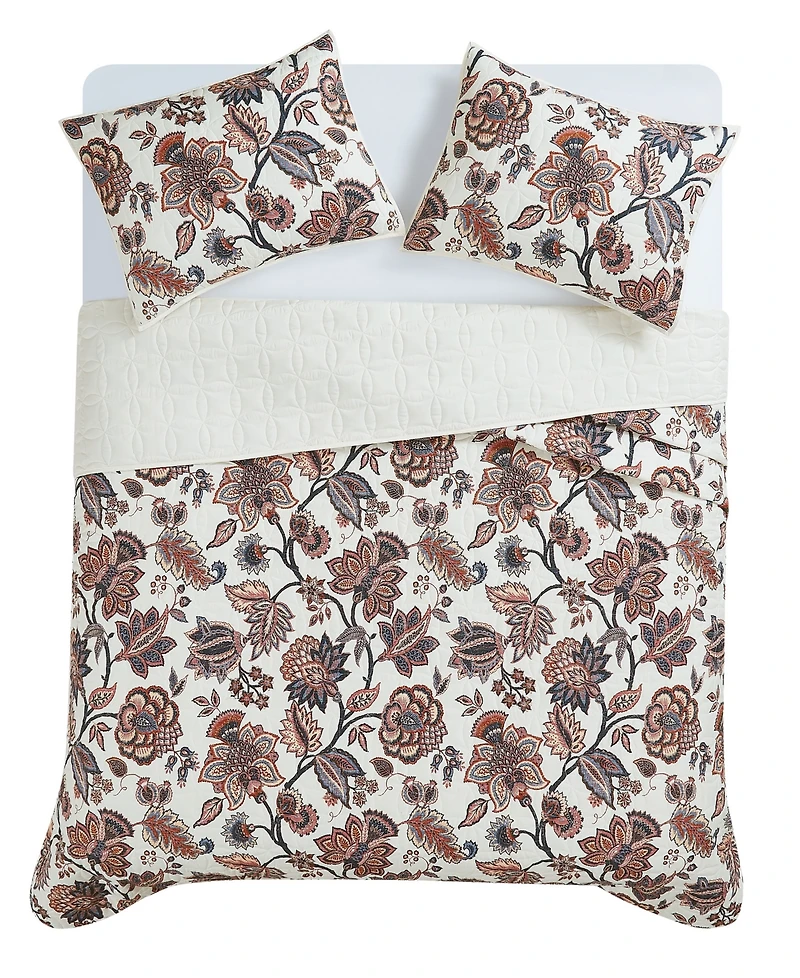 Cannon Chloe Jacobean 3-Piece Quilt Set, King