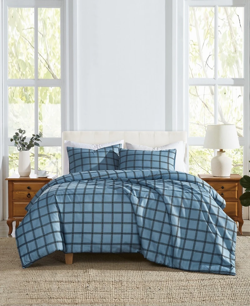 Cannon Luka Grid Plaid 3-Piece Duvet Cover Set