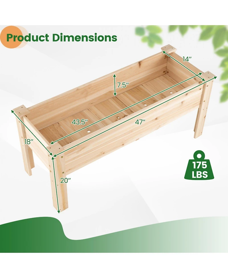 Costway Wooden Raised Garden Bed with Legs, Drainage Holes