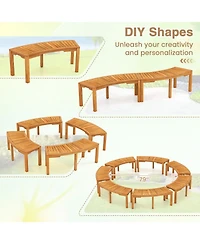Slickblue Acacia Wood Outdoor Garden Bench Curved 2 Person Patio Seating