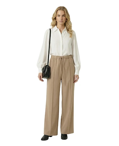 Modenaire Women's Wide-Leg Drawstring-Waist Pants