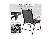 Mondawe Set of 2 Patio Folding Sling Back Camping Deck Chairs