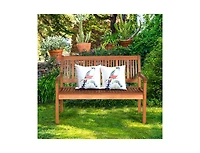 Mondawe Two Person Solid Wood Garden Bench with Curved Backrest and Wide Armrest