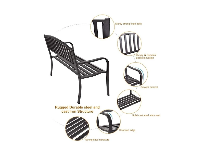 Mondawe 50 Inch Patio Garden Bench Loveseats for Outdoor