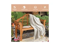 Mondawe 49 Inch Eucalyptus Wood Outdoor Folding Bench with Backrest Armrest for Patio Garden