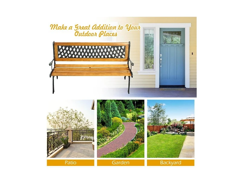 Mondawe Outdoor Cast Iron Patio Bench