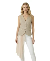 Modenaire Women's Tailored Sleeveless V-Neck Button-Front Vest
