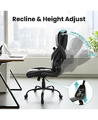 homfan Big and Tall Executive Chair 400 lbs Ergonomic Leather Desk Chair with Lumbar Support and Adjustable Headrest for Long Sitting