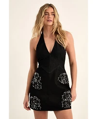 Nasty Gal Women's Denim Halterneck Mini Dress