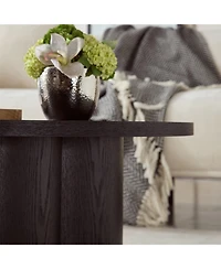 Boyel Living Modern Round Coffee Table with Curved Legs, Natural Wood Veneer Accent for Room, Bedroom, Apartment