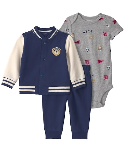 Carter's Baby Boys' Long-Sleeve Jacket, Bodysuit and Pants, 3-Piece Set