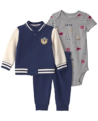Carter's Baby Boys' Long-Sleeve Jacket, Bodysuit and Pants, 3-Piece Set