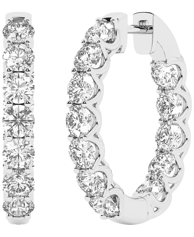 Macy's Lab-Grown Diamond Hoop Earrings (5 ct. t.w.) in 10k White Gold
