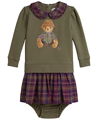 Polo Ralph Lauren Baby Girls' Bear Fleece Dress with Bloomer, 2-Piece Set