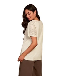 Celtic & Co. Women's Eyelet Sleeve Soft-Drape Jersey T-Shirt