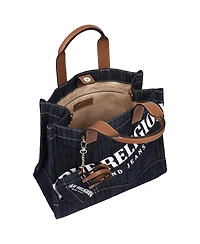 True Religion Women's Logo Denim Tote with Tote Dangle Charm