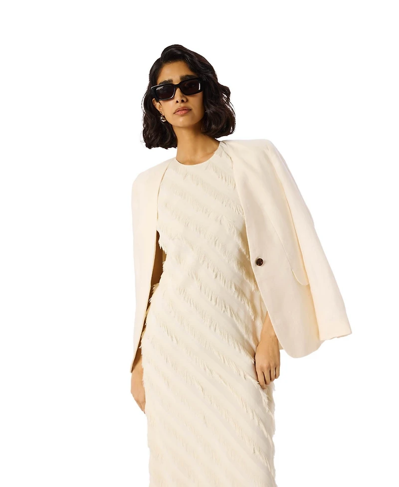 Whistles Women's Fringe Textured Midi Dress