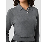 French Connection Women's Nola Fine Knit Collared Long-Sleeve Top