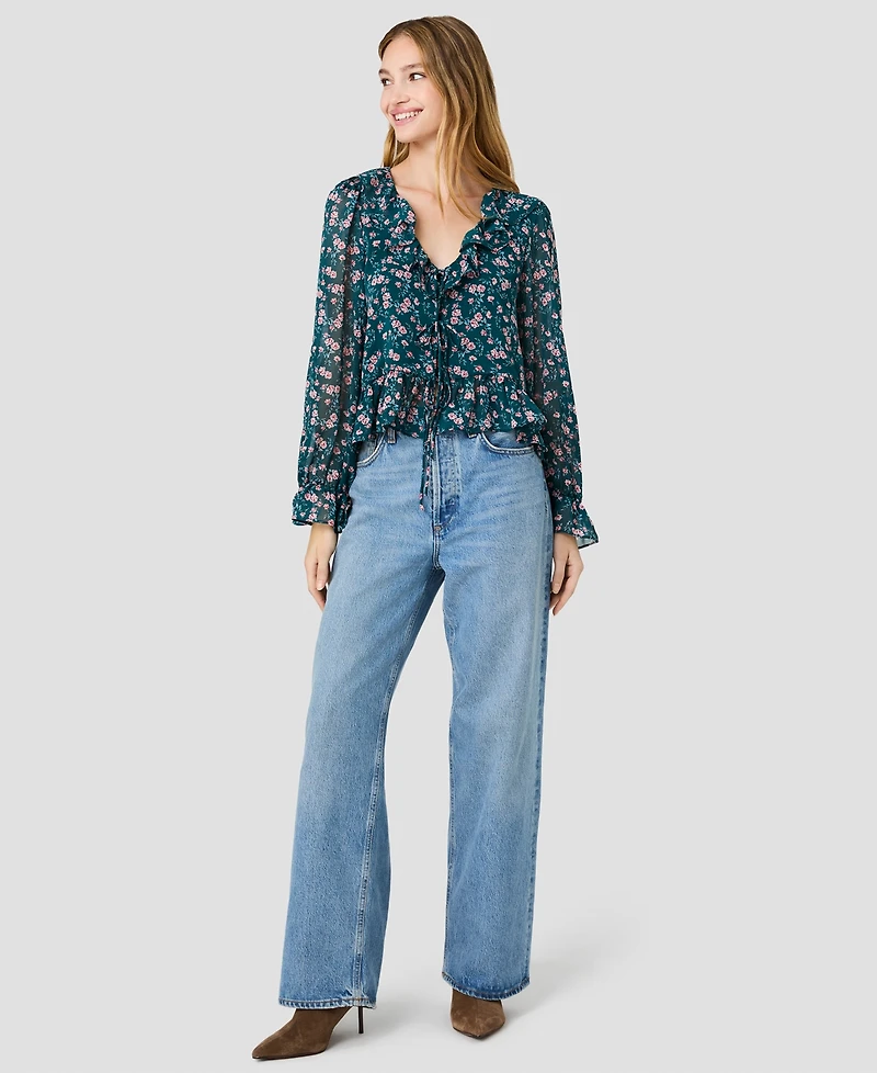 French Connection Women's Marina Tie-Front V-Neck Top