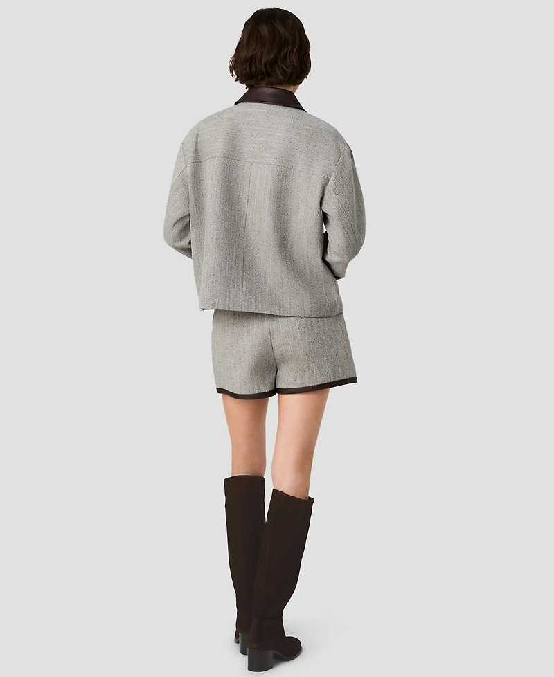 French Connection Women's Speckled Herringbone Cropped Jacket