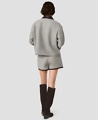 French Connection Women's Speckled Herringbone Cropped Jacket