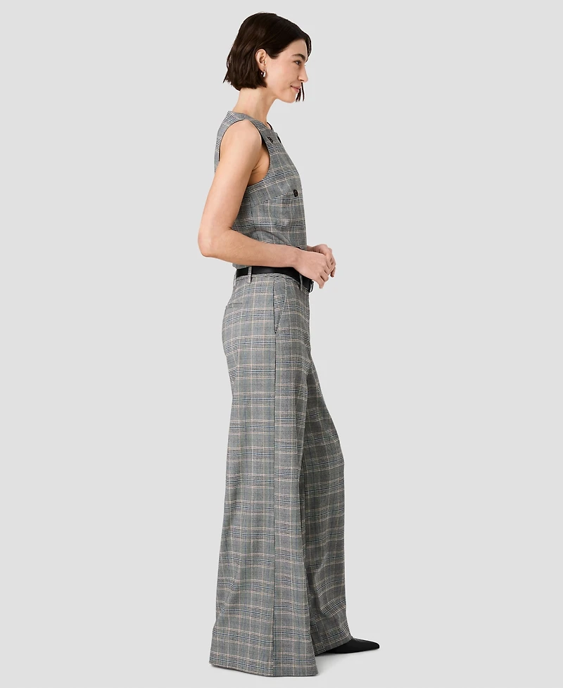 French Connection Women's Matteo Wide-Leg Plaid Trousers