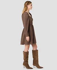 French Connection Women's Diana Square Neck Long-Sleeve Fit-and-Flare Mini Dress