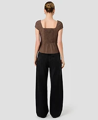 French Connection Women's Diana Square Neck Gingham Print Top