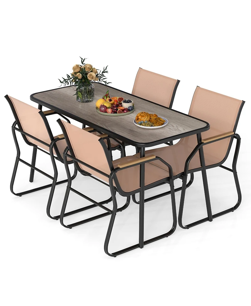 Slickblue 5-Piece Outdoor Dining Set, Rectangular Table with Fabric Chairs