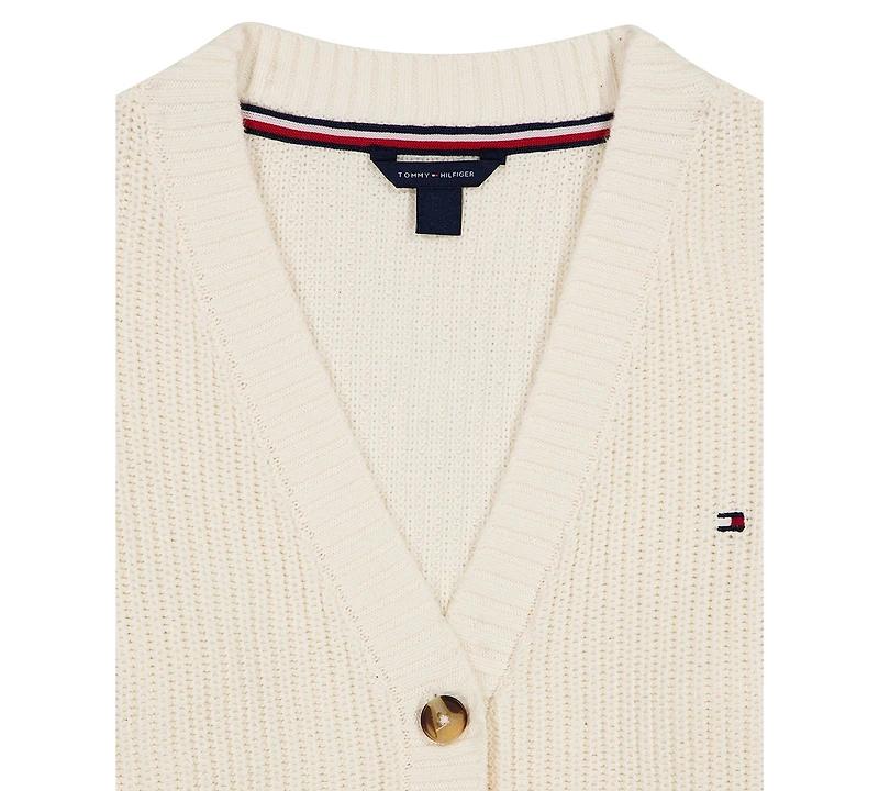 Tommy Hilfiger Girls' 7-16 Rib Knit Button-Front Cardigan