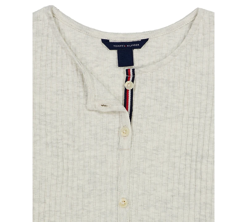 Tommy Hilfiger Girls' 7-16 Pointelle Rib Long-Sleeve Top