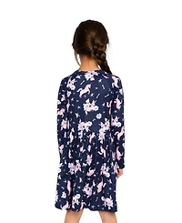 Deux par Deux Girls' (6-12) Long Sleeve Unicorn Print Dress