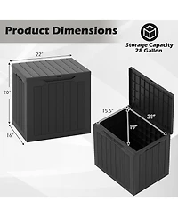 Gymax Outdoor Storage Box w/Lockable Lid and Wicker-woven Texture for Pool Accessories