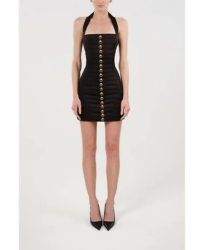 Nocturne Women's Pleated Detail Embellished Mini Dress