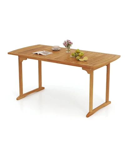 Gymax Outdoor Wooden Dining Table for 4-6 71'' Acacia Wood Table