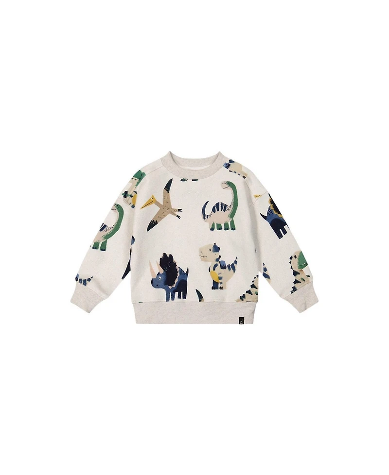 Deux par Deux Little Boys (6-8) Fleece Sweatshirt Dinosaur Print