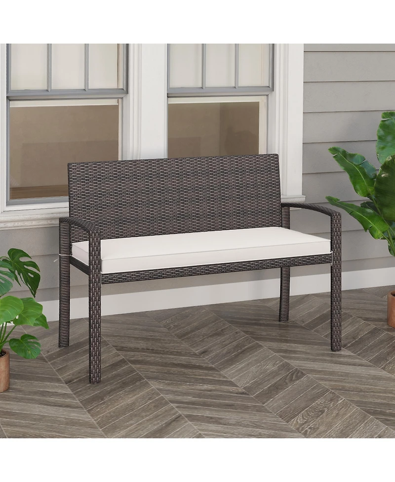 Gymax 2-Person Patio Loveseat with Removable Seat Cushion Metal Frame Backrest