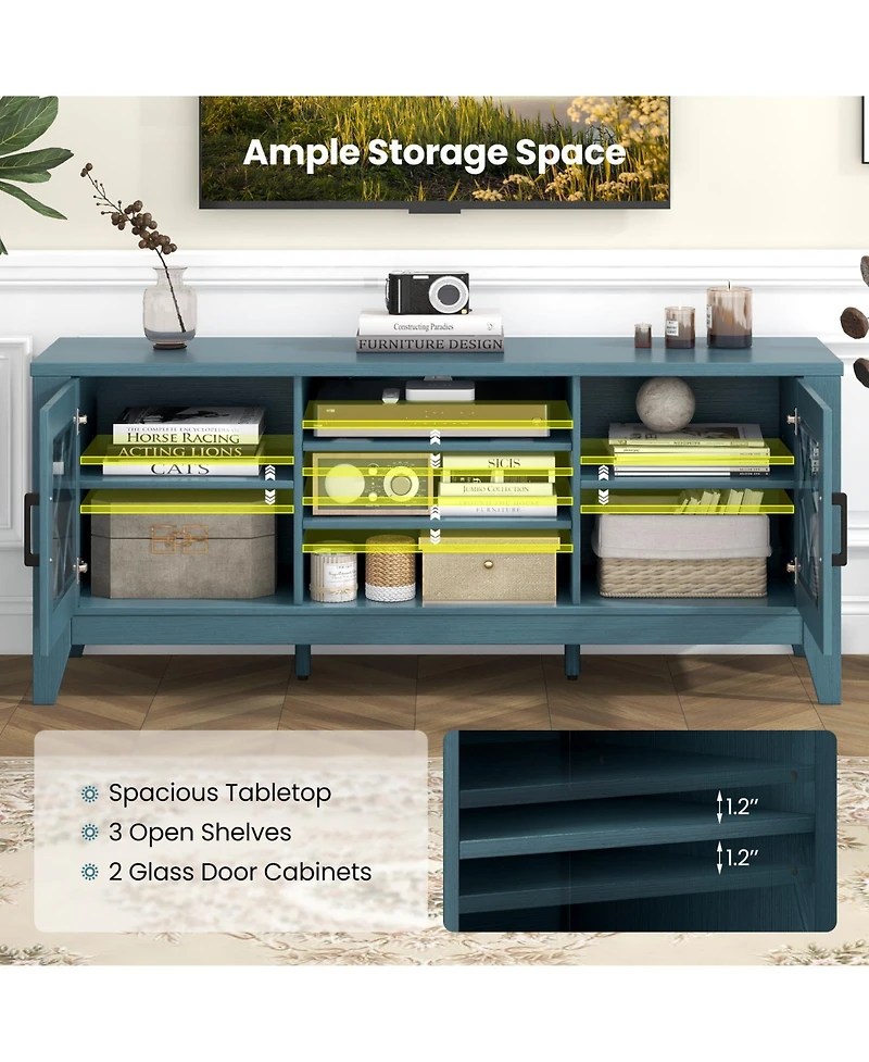 Slickblue Farmhouse Tv Stand for TVs up to 65 Inch with 4 Adjustable Shelves