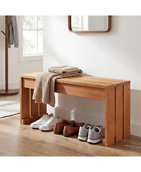 Slickblue Outdoor Garden Bench for 2 People with Wood Frame and Slatted Seat