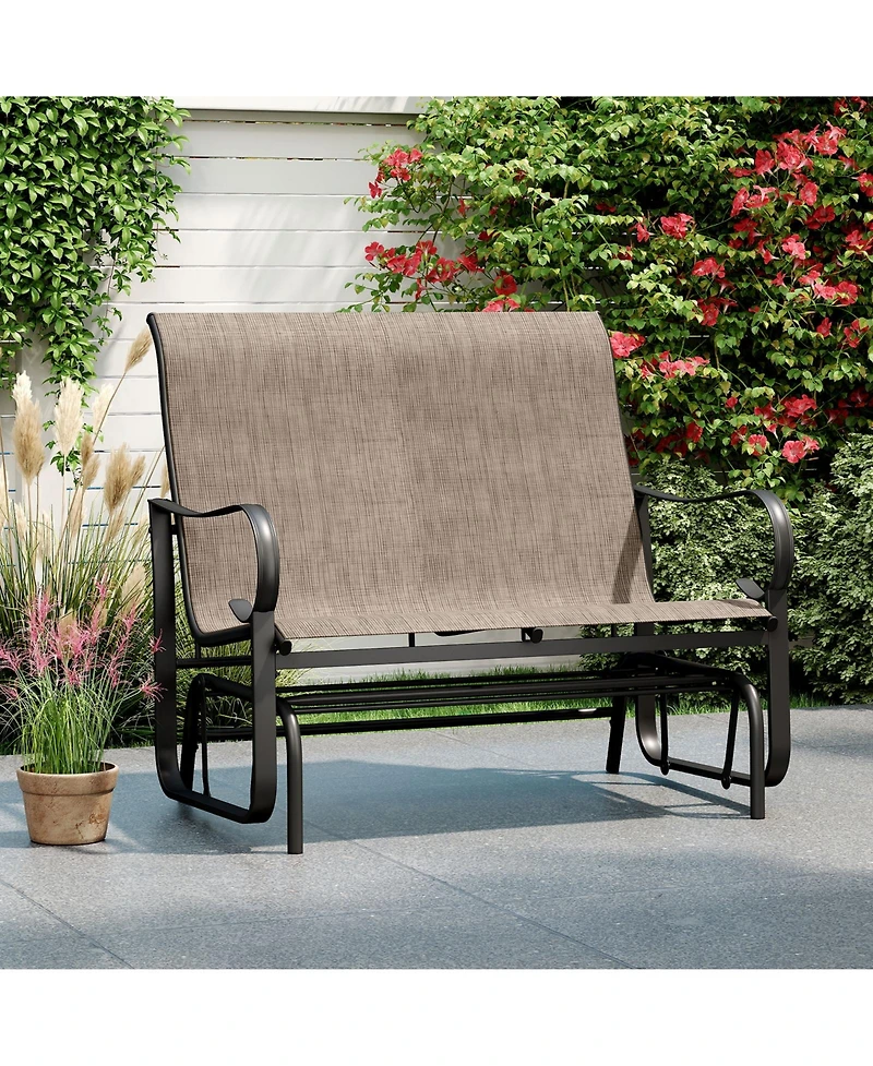 Slickblue Outdoor Glider Bench for 2 People with High Backrest and Smooth Glide